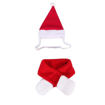 Capa de Inverno Fofa para Pets Cão Gato Roupas de Natal Quente Filhote de Papai Noel Cachecol Vermelho Chapéu Cabeça Engraçado Fantasia de Natal para Pets Cão Gato Capas
