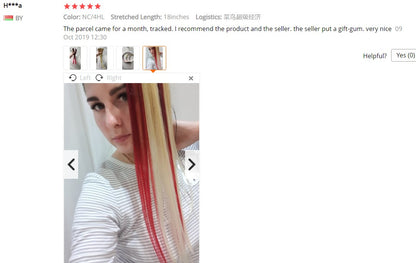Todas as extensões de cabelo liso longo colorido peça de cabelo com clipe mecha de cabelo arco-íris rosa sintético em clipes