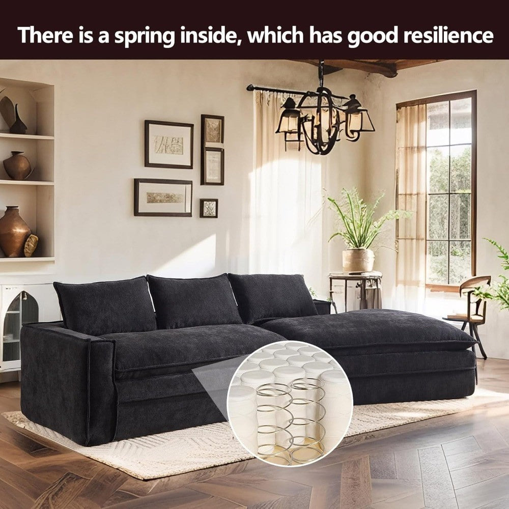 Luxury Oversized Cloud Couch – 4-Seater Boneless Deep-Seat Sectional Sofa for Living Room, Plush Ready-to-Relax Sofa