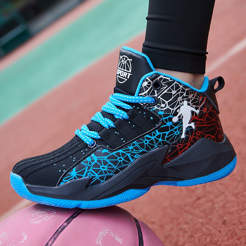 Children‘s Basketball Shoes Non-slip Breathable Basketball Training Sneakers Lace-up Boys Girls Basketball Boots Athletic Shoes