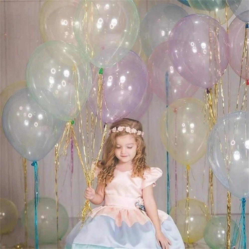 20Pcs 10inch Crystal Bubble Balloons Pastel Colorful Transparent Latex Balloons Birthday Party Decor Wedding Helium Globals