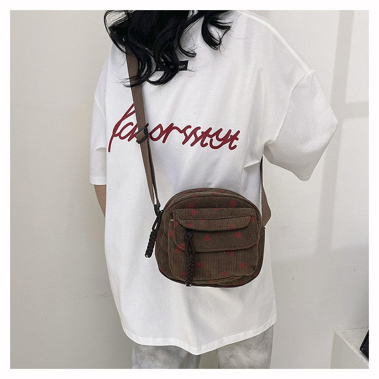 Cute Strawberry Shoulder Bag Casual Zipper Trendy Crossbody Bag Tote Handbag for Women Girls Travel Work Messenger Bag Handbags