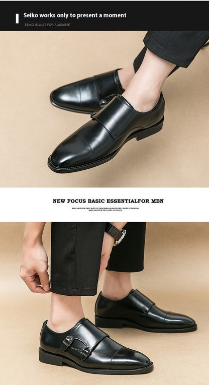 Large size men's three-point casual leather shoes men's leather business gentleman British style dress men Mengke shoes