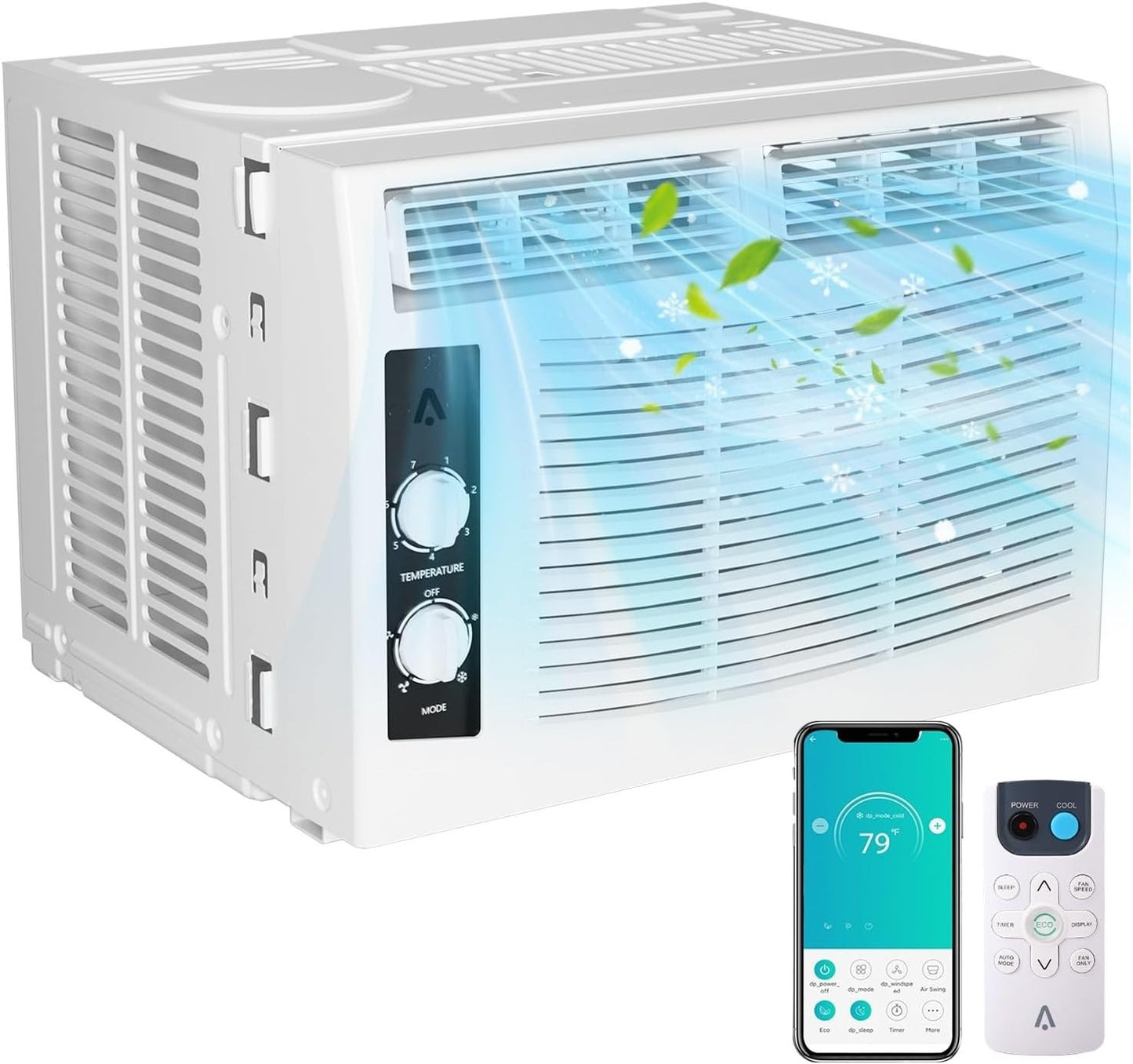 Ar Condicionado de Janela 5000 BTU com Controle Remoto - Refrigera Ambientes de até 14m², Baixo Ruído e Economia de Energia para Quarto, Escritório, Dormitório