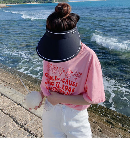 New Sun Hat Women's Uv Protection Sun Hat Summer Empty Cap Large Brim Outdoor Cycling Face Shade Hat Woman