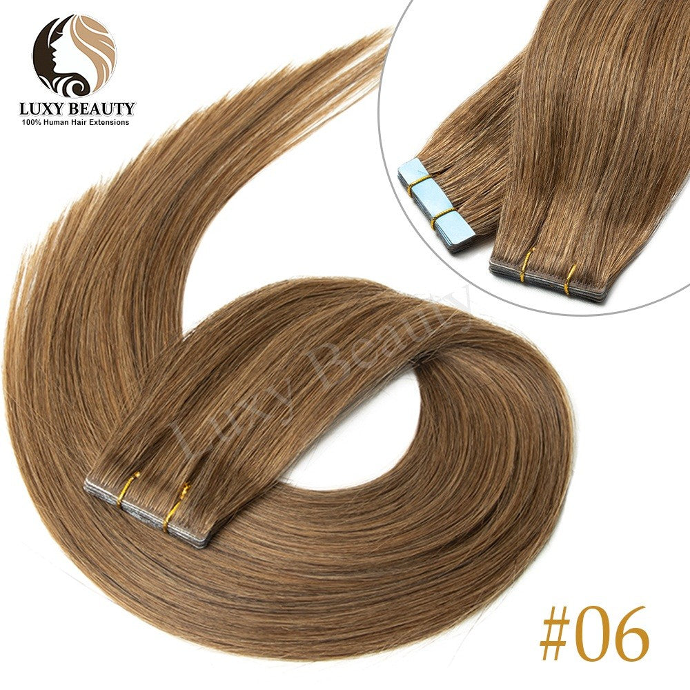 Fita Invisível de Aplique de Cabelo Humano Fita PU Injetada Dupla Face Extensões de Cabelo Preto Loiro Castanho Apliques de Fita 10 Peças
