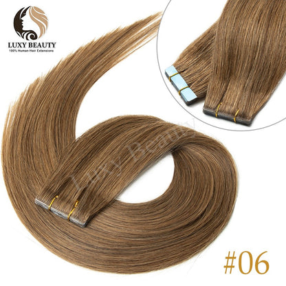 Fita Invisível de Aplique de Cabelo Humano Fita PU Injetada Dupla Face Extensões de Cabelo Preto Loiro Castanho Apliques de Fita 10 Peças