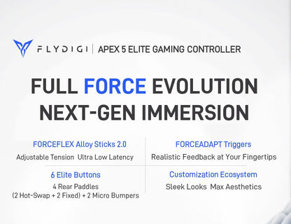 Flydigi Apex 5 Controller Gamepad Wireless Gamepad for PC /Switch/Phone/TV/Tablet Computer, Charging Dock with Cool RGB Screen