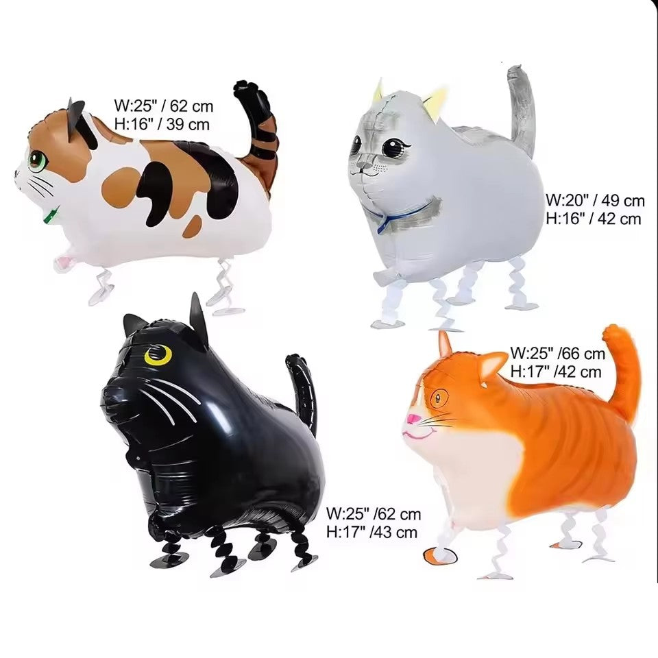 4Pcs Walking Cat Balloons Animal Pet Cat Balloons Cat Balloons for Kids Birthday Party Pet Cat Theme Birthday Party Decorations