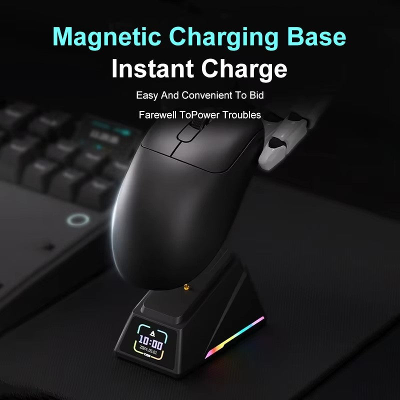 AJAZZ AJ179 APEX PAW3950 30000DPI 8Khz Wireless Gaming Mouse Right Handed Ergonomic Mouse with RGB Magnetic Screen Charging Base