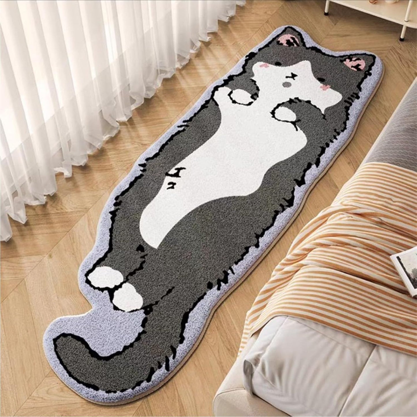 VIKAMA Cartoon Cat Patterned Carpet Home Decor. Provides Warmth For The Living Room And Bedroom Bedside. Non-Slip And Dirt-Proof