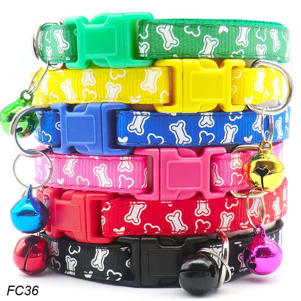 100Pcs Dog Collar With Bells Adjustable customize Necklace Puppy Kitten Collar Accessories Pet Shop Products Rabbit Neck Strap