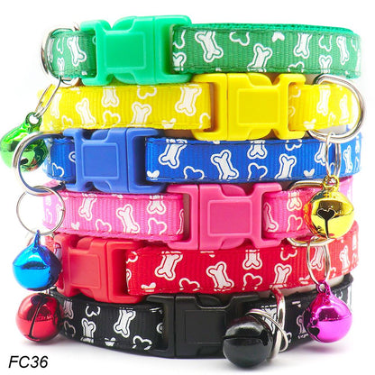 100Pcs Dog Collar With Bells Adjustable customize Necklace Puppy Kitten Collar Accessories Pet Shop Products Rabbit Neck Strap