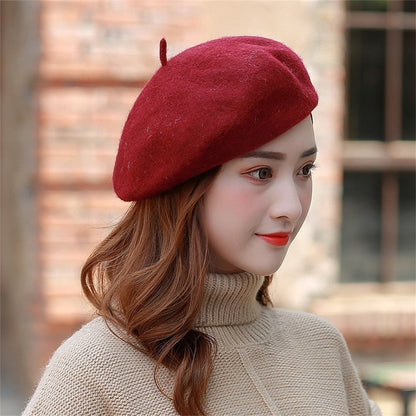 Boina Quente Multicolorida de Lã Grossa Inverno Outono Artista Retrô Francesa Lisa Chapéu de Pintor Para Mulheres Meninas Gorros Quentes Para Caminhada ao Ar Livre