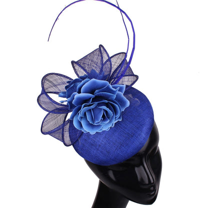 Fascinator de Casamento Sinamay de 4 Camadas de Ótima Qualidade Chapéu para Casamento Elegante Mulheres Moda Acessório de Cabelo Chapeau de Festa e Jantar