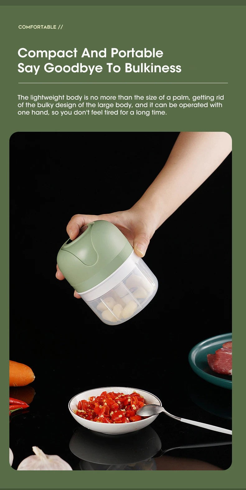 Electric garlic grinder USB garlic puree machine 250ML meat grinder kitchen vegetable grinder food chopper blender