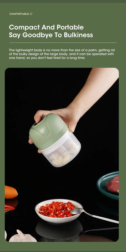 Electric garlic grinder USB garlic puree machine 250ML meat grinder kitchen vegetable grinder food chopper blender