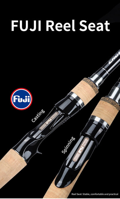 Vara de Pesca LINNHUE TS Fuji Guide Lure Rod 1.68-2.7m 2/3 Seções Fibra de Carbono Leve Vara de Spinning Vara de Baitcasting Haste de Presente Capa de Vara