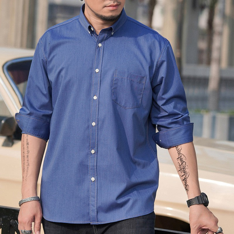 Men Shirt Denim Oversize 6XL 7XL 8XL 10XL Plus Size Fashion Casual Cowboy Blue Pockets Loose Long Sleeve Cotton High Quality