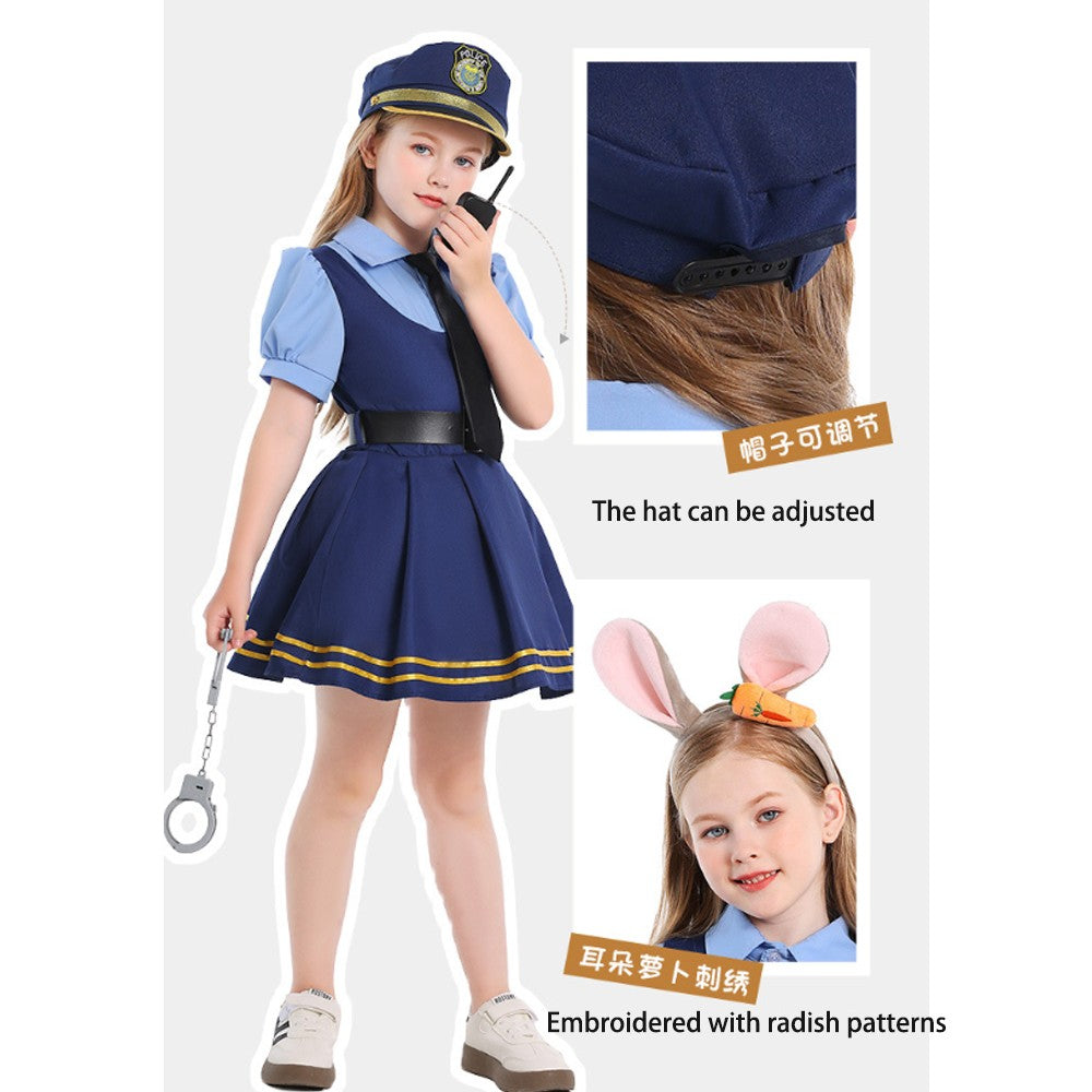 Halloween children Police Judy Rabbit Cosplay Costume Set Party Fantasy Disguise Outfits Children's Day School Stage Performance