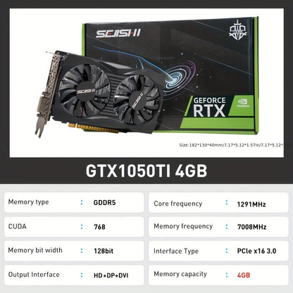 Placa de Vídeo SEJISHI NEW Geforce GTX1050Ti 4G 4GB NVIDIA GDDR5 128bit 14NM GPU