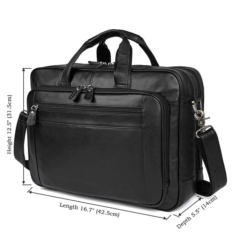 High Quality Genuine Leather Men Briefcase Business bag Crazy Horse Leather Large 17"inch Laptop Bag male Portfolio Office Case