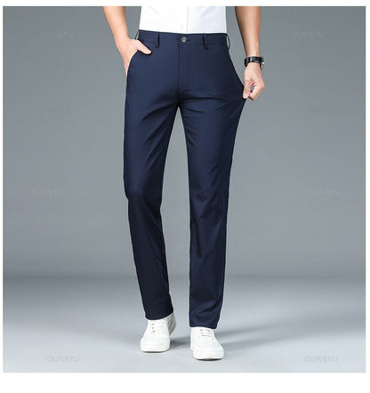 High Quality Luxury Straight Business Suit Pants Men Bamboo Fiber Designer Spring Summer Elegant Casual Long Formal Trouser Male