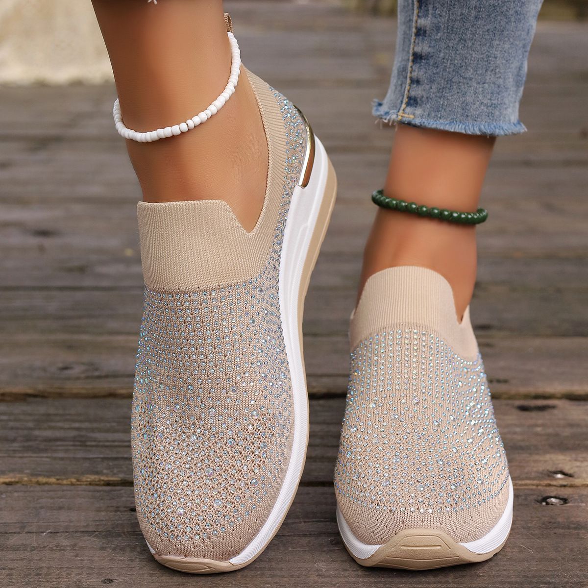 Women Wedges Platform Sneakers Autumn Fashion Round Toe Casual Sports Slip-on Shoes Woman Non Slip Vulcanized Shoes Plus Size 44