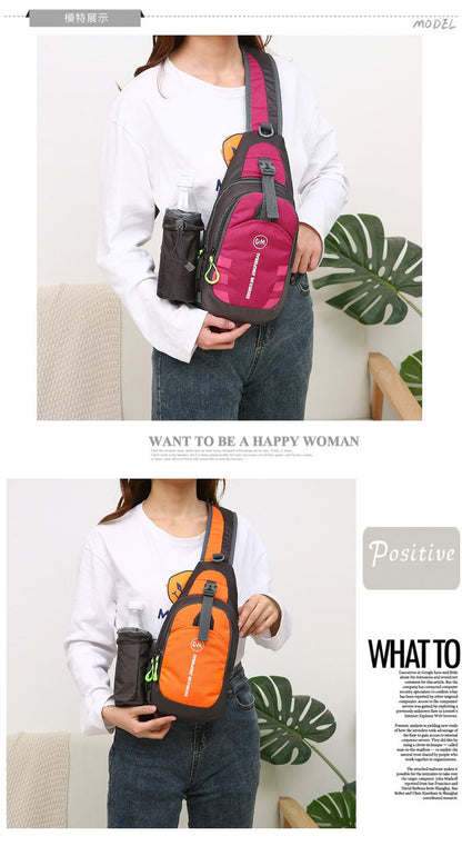 Men's Casual Crossbody Bag Unisex Outdoor Water Bottle Shoulder Bag Multi-functional Travel Waist Bag Fashion Men's Chest Bag Ox