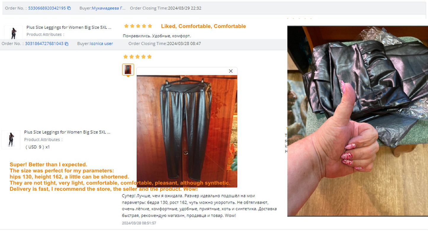 Faux Leather Plus Size Leggings for Women Big Size 5XL 6XL 7XL Black  Girls Spandex Clothing Pleather PU Leggings