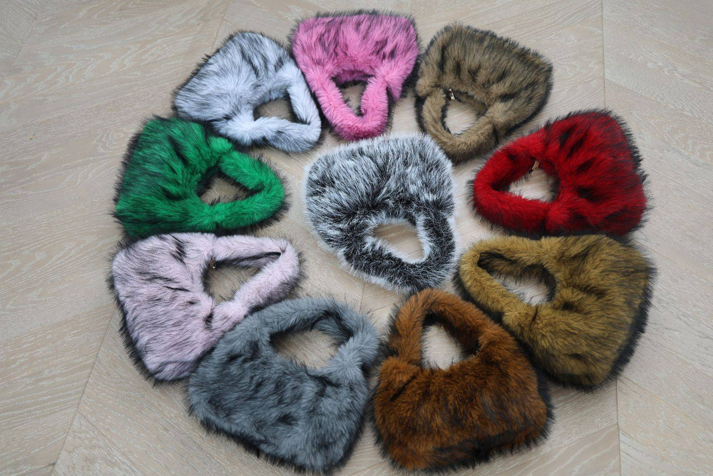 Solid Color Plush Dumpling Bag Simple Style Niche Design Faux Fur Handbag Tote Small Women's Underarm Hobo Bag