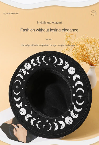 Women's Vintage Fedora Hat with Wide Brim for Autumn and Winter