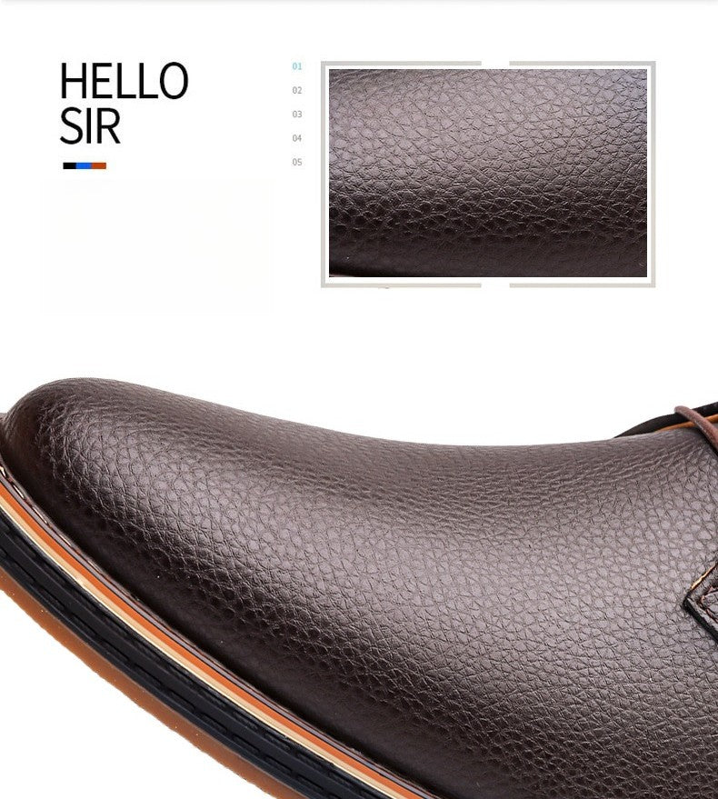 Men's Casual Business Leather Shoes Men Fashion Lace-up Derby Shoe Mens Light Comfortable Outdoor Driving Flats