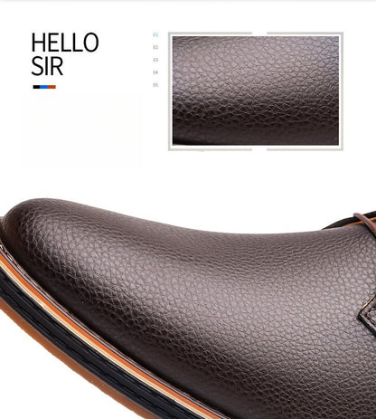 Men's Casual Business Leather Shoes Men Fashion Lace-up Derby Shoe Mens Light Comfortable Outdoor Driving Flats