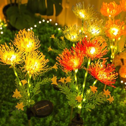 LED Solar Red Magic Lily Xmas Lights with 3 Heads Glowing Flowers Stems Outdoor Seashore Yard Garden Lawn Decoration Flower Lamp