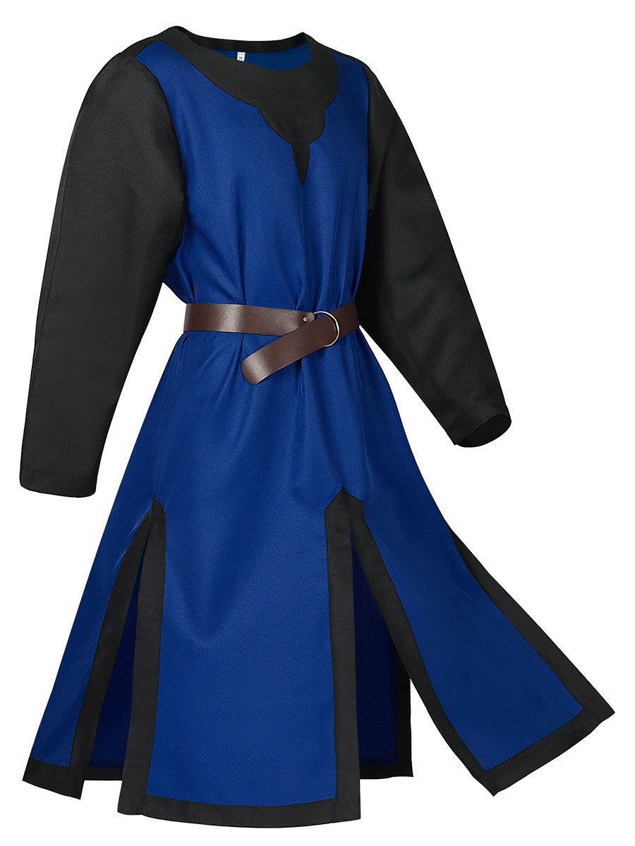 2025 Euro-Usa Fashion Halloween Steampunk Vintage Costume for Men & Women,Unisex Medieval Split Patchwork Robe Jacket with Belt