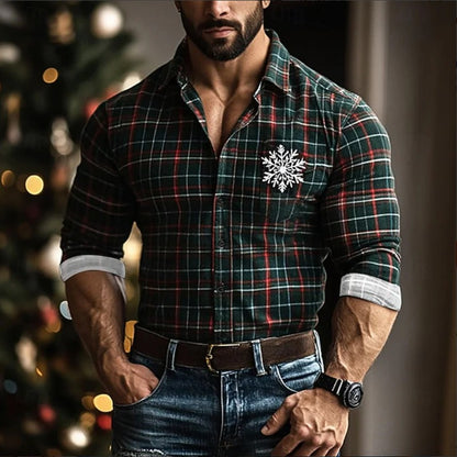 New Men's Casual Shirt Long Sleeves Ethnic Style Button Collar Shirt Vintage Shirt Fashion Men's Clothing Casual Top