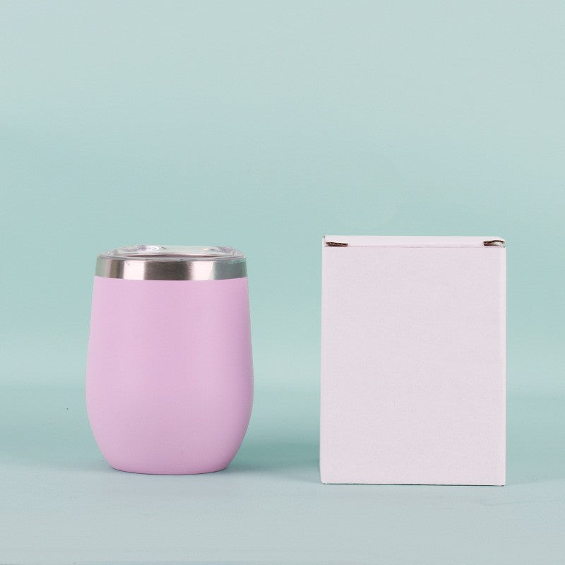 50pcs Custom 12oz Double Wall Stainless Steel Wine Tumbler Insulated Vacuum Egg Shape Wine Tumbler with Sliding Lids