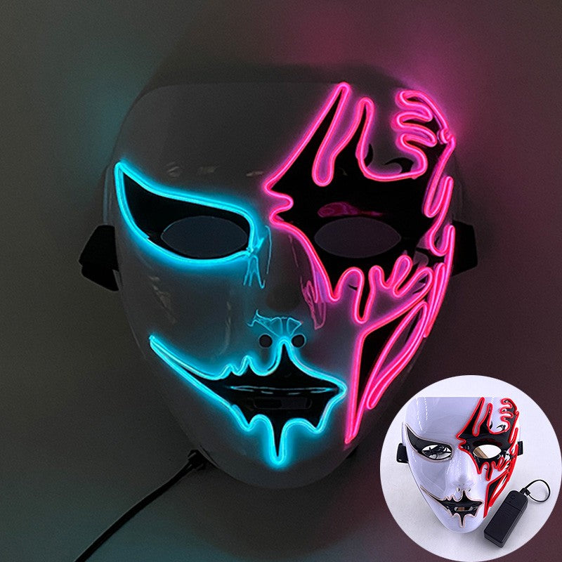 Shuffle Dance Mask Luminous Purge Mask Devil Glowing Masquerade Cosplay Mask for Halloween Horror Haunted House Props