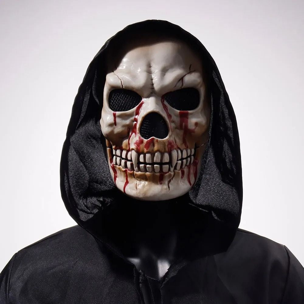 Bloody Effect Moving Mouth Skull Mask Adjustable Realistic Scary Skull Headgear Funny Spooky Halloween Skull Masks for Women Men