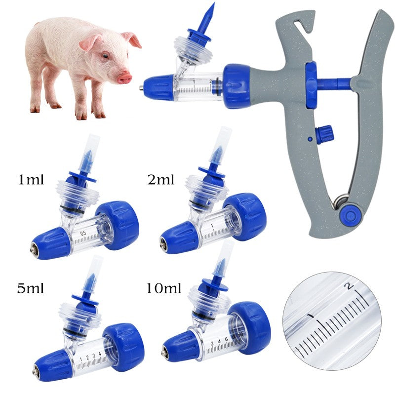 Seringa Contínua Veterinária Automática 1/2/5/10ml Injetor Ajustável de Vacina para Animais Acessórios de Injeção para Gado Ovinos Bovinos