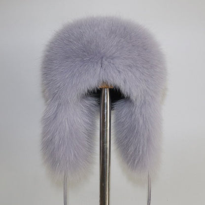 2025 Novo Chapéu Feminino Ushanka Russo de Pele de Raposa Natural Inverno Grosso Quente Orelhas Moda Chapéu Bomber Senhora Gorro Genuíno de Pele de Raposa Real