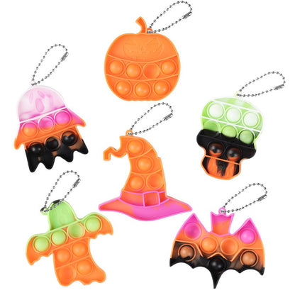 6/12Pcs Halloween Ghost Pumpkin Skull Pop Fidget Antistress Toy Kaychain for Kids Birthday Party Favors Halloween Pinata Fillers