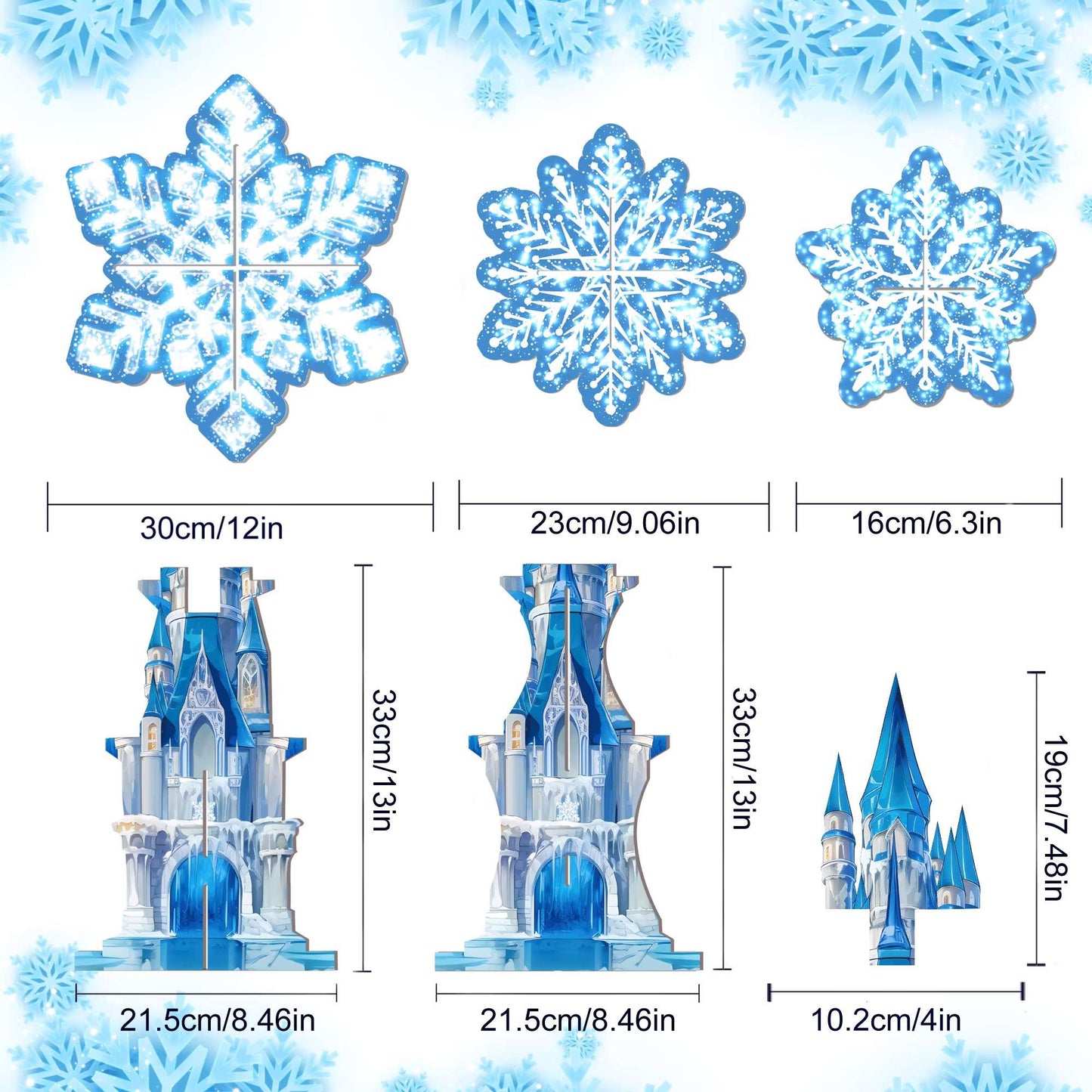 3 Tier Winter Snowflakes Castle Party Cake Display Stand Dessert Cupcake Rack Holder Kids Birthday Party Cake Tray Decor
