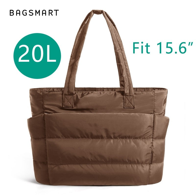 BAGSMART Women's Handbag Large Capacity Puffer Padded Tote Bag Lightweight College School Bags Fit 15.6in Laptop Hot Sale