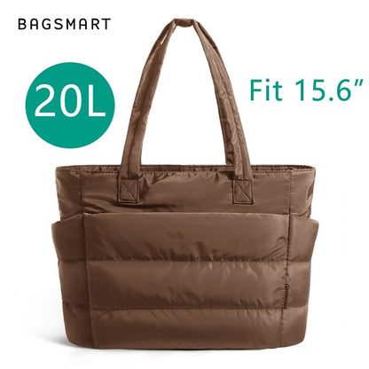 BAGSMART Women's Handbag Large Capacity Puffer Padded Tote Bag Lightweight College School Bags Fit 15.6in Laptop Hot Sale