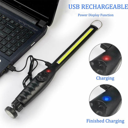 Led Waterproof Work Light Power Flashlight With Magnet Rechargeable Portable Camping 360°Rotation Base Bright Work Light Usb New