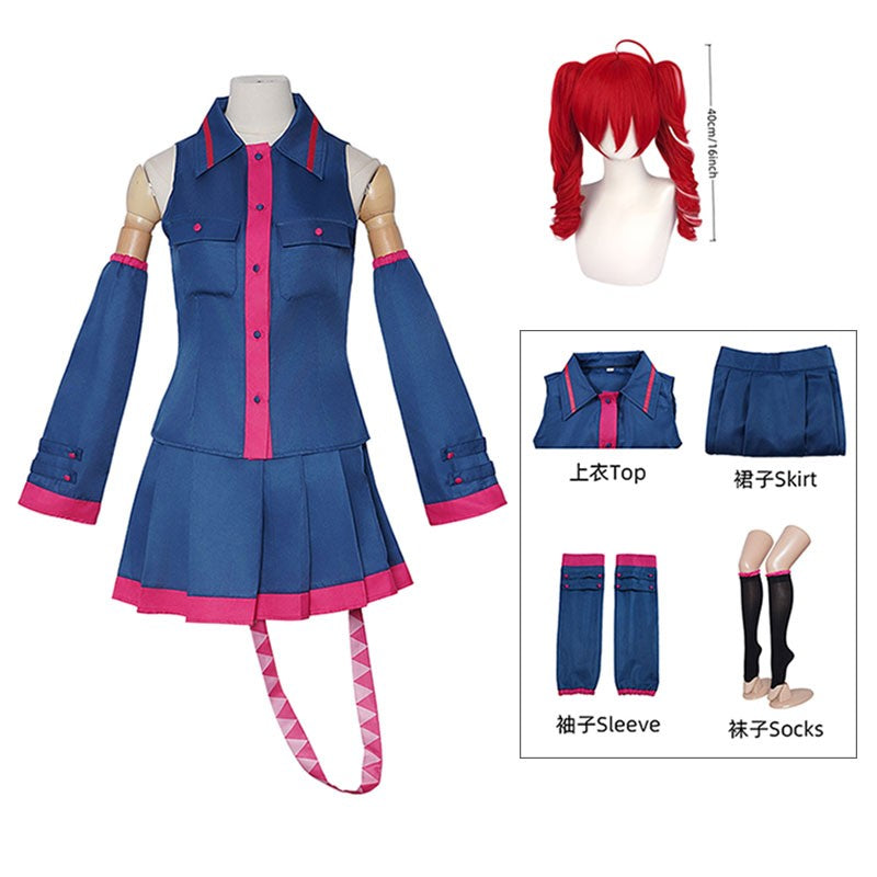 Anime Kasane Teto Cosplay Fashion Uniform Costume Wig Vtuber Teto Blue Dress Suit For Women Halloween Party Formula Uniform Sui