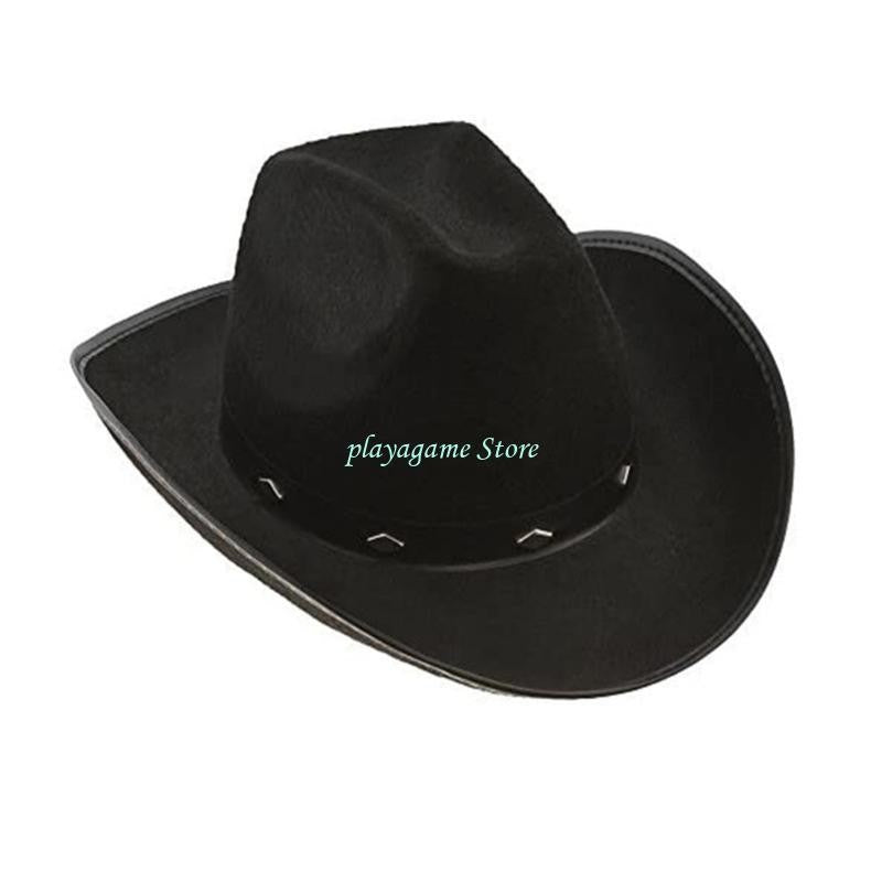 Y88A Cowboy Hat with Adjustable Rope Cowgirls Big Brim Party Accessory