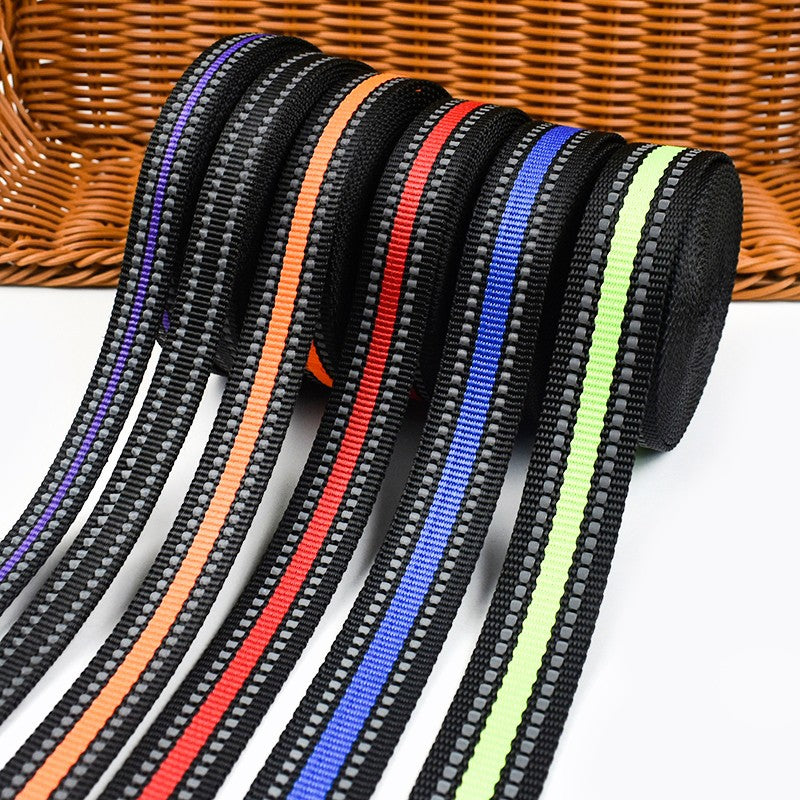 15/20/25mm Reflective Ribbon Tape 5/10M Nylon Webbing Bag Shoulder Strap To The Meter Dog Collar Polyester Binding Belt Supplies